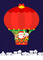 気球に乗ったサンタクロース
