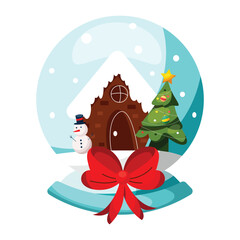 Christmas snowball globe with house
