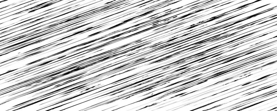 Seamless scratch texture background. Old grunge diagonal brush strokes wallpaper. Distress etched lines surface overlay. Black and white rough slanted stripe backdrop. Vector weathered pattern