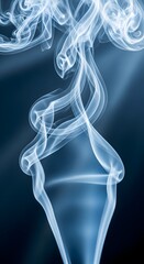 Calm smoke swirls symbolize pranayama breathing, representing inhale and exhale, swirling smoke in shades of blue and white, with highlights and soft, wallpaper 