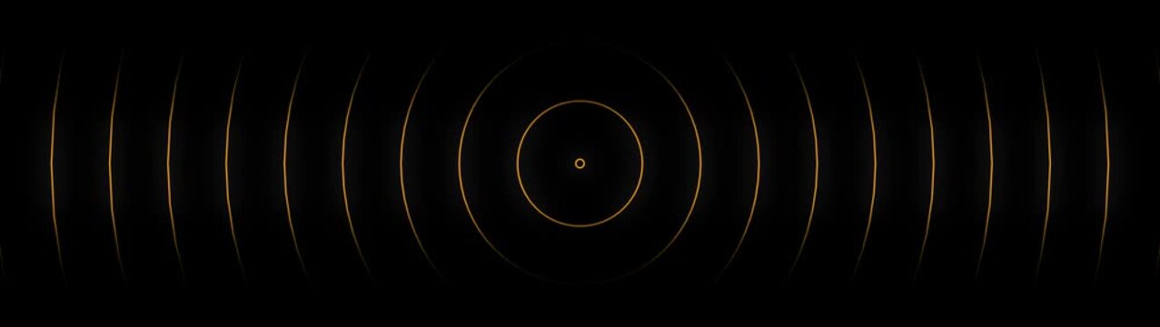 Concentric Golden Circles Radiating Outward on Black Background Energy Wave Pattern abstract dark