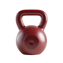 Red cast iron kettlebell for weightlifting isolated on transparent background