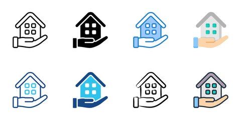 Home buying icon set multiple style collection 
