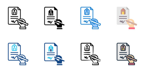 Closing process icon set multiple style collection 
