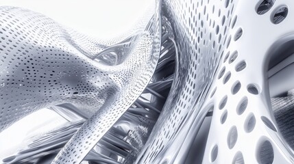 Nanotechnology-constructed building, shimmering, adaptive facade that changes with light, ultra-modern