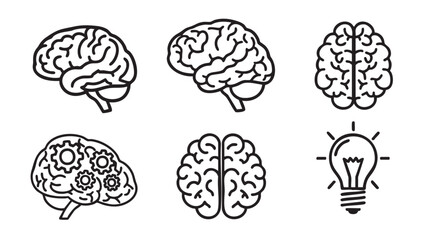 Brain illustrations symbolizing intelligence thought process creativity memory and cognitive function