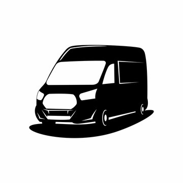 Van delivery car icon silhouette. Cargo minibus. simple flat graphic illustration.