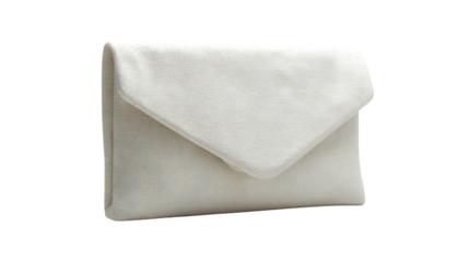 Elegant white lace clutch bag isolated on transparent background