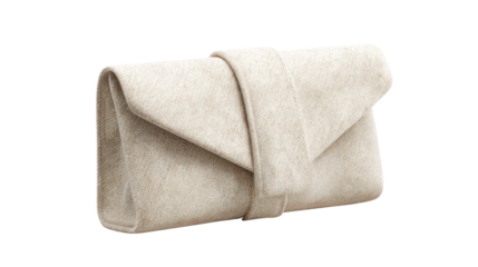 Textured beige clutch purse isolated on transparent background