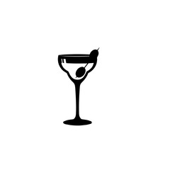 Cocktail Drink with Olive Illustration