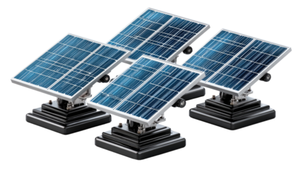 Solar Panels - Harvesting Energy: An array of solar panels gleams, poised to capture the sun's radiant energy, illustrating the power of sustainable and clean resources. 