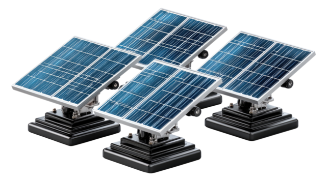 Solar Panels - Harvesting Energy: An array of solar panels gleams, poised to capture the sun's radiant energy, illustrating the power of sustainable and clean resources. 