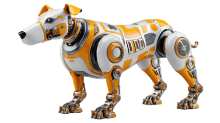 Mechanical Marvel: A sleek, futuristic robotic dog, showcasing a blend of canine form and technological prowess, ready to embark on its digital journey. 