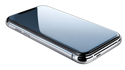 Elegant Smartphone Design: The close-up view shows a sophisticated smartphone resting at an angle, its sleek design and advanced features on full display.