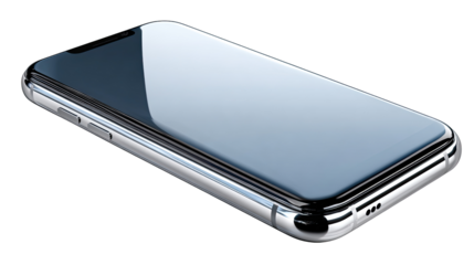 Elegant Smartphone Design: The close-up view shows a sophisticated smartphone resting at an angle, its sleek design and advanced features on full display.