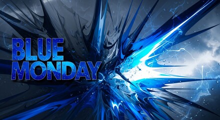 Blue Monday Indian Party Event Flyer Design with Vibrant Lighting & DJ Effects Backdrop
