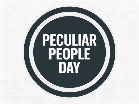 Peculiar people day celebration emblem featuring bold white text within a dark circular design