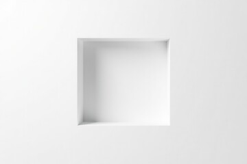 A recessed rectangular niche in a smooth, pristine white wall, offering a minimalist display space for design elements or product placement.