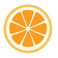 A complete orange circle divided into eight segments, illustrated in a clean flat style, perfect for food graphics, educational materials, and healthy lifestyle designs.