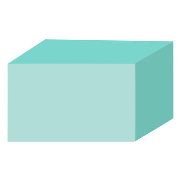 A teal rectangular prism illustrated in a clean flat geometric style, useful for math lessons, solid shape learning, educational worksheets, and simple design materials.