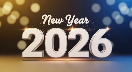 New Year 2026, New Year 2026 3D logo, white typography number design
