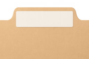 Manila file folder, blank label tab, creating organized office document storage system, transparent background