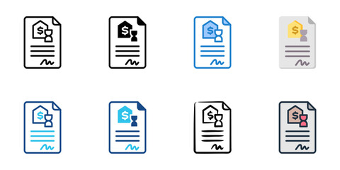 Lease agreement icon set multiple style collection 
