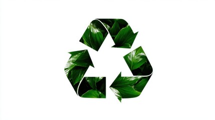 Obraz premium Green Leaves Inside a Recycling Symbol for Environmental Awareness