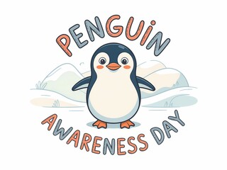 Naklejka premium Celebrate penguin awareness day on january 20th with this adorable penguin illustration