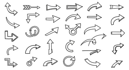 Varied Collection of Hand-Drawn Arrow Illustrations for Design Projects