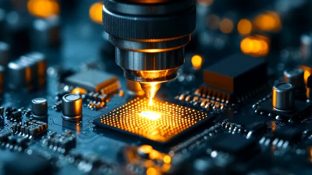 High-tech microchip assembly with precision laser