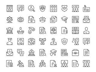 Legal system icon set. Vector line icons collection. Outline symbols. Modern design