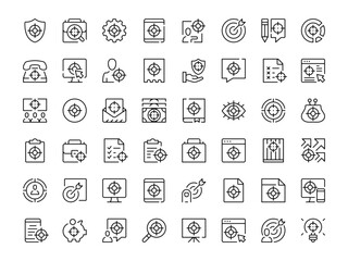 Target icon set. Vector line icons collection. Outline symbols. Modern design