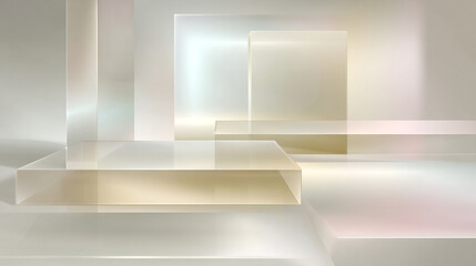 Fototapeta premium Geometric Composition: A mesmerizing interplay of light and shadow highlights a minimalist architectural design, showcasing a serene palette.
