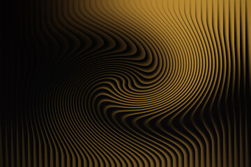 Abstract golden lines forming a swirling wave like pattern against a dark background