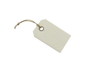 Blank rectangular paper tag with string isolated on transparent background