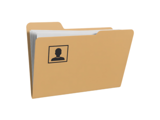 Personal Information Folder 3D Icon - User Profile, Employee Record, and HR Document Management