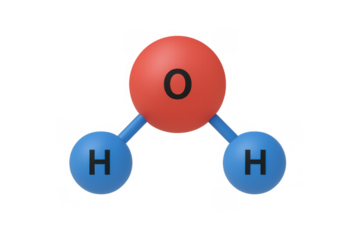 Water molecule h2o structure showcasing oxygen and hydrogen atoms forming chemical bonds for science, education, and research