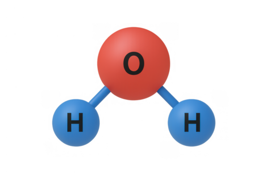 Water molecule h2o structure showcasing oxygen and hydrogen atoms forming chemical bonds for science, education, and research - Powered by Adobe