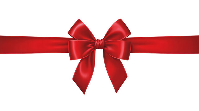 Elegant red ribbon with a luxurious satin bow, perfect for gifts