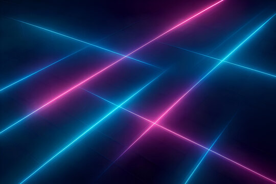 Futuristic neon laser lines crossing on dark background