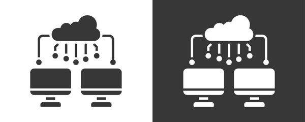 Cloud Network Icon Set Vector Collection Isolated In Black And White