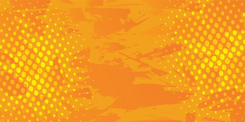 Abstract Orange and Yellow Comic Book Style Background with Dots.