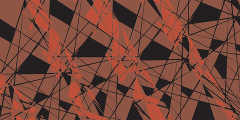 Abstract Geometric Composition with Sharp Lines and Angular Shapes in Brown and Black.