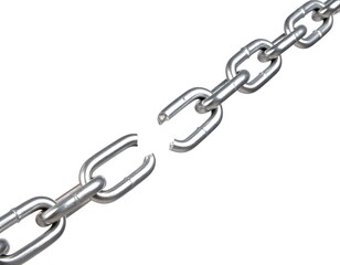 Obraz premium Broken metal chain link showing a clean fracture in a strong link near the center