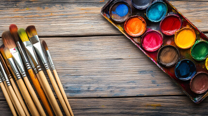 brushes and palette