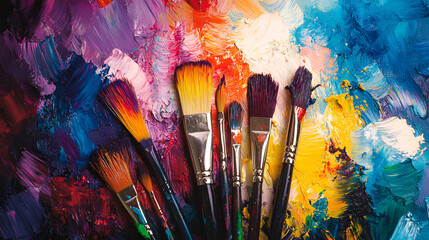 brushes and paints