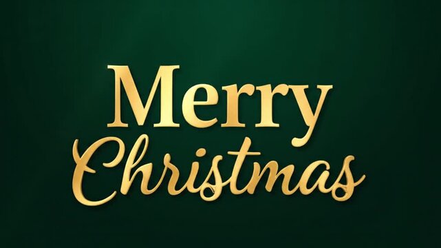 Elegant and modern &ldquo;Merry Christmas&rdquo; text animation featuring bold and script fonts on a clean green background. Smooth camera movement, soft glowing highlights, minimal holiday style, perfect for pre