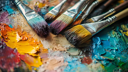 paint brushes and palette