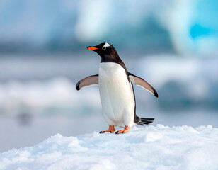 Naklejka premium Wild Penguin on Ice in Natural Habitat